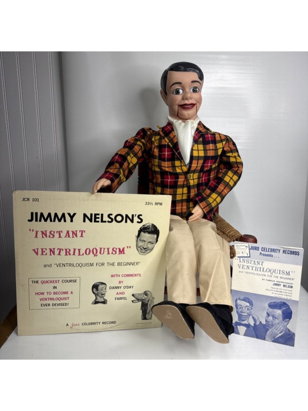 Vintage Danny O'Day Ventriloquist Dummy /Doll - Stick Control - W/Record - READ